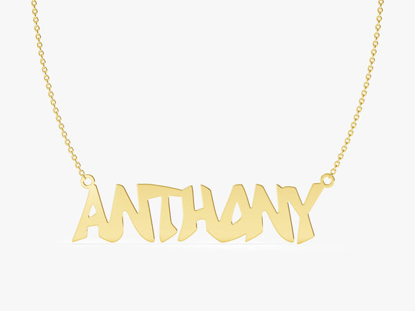 Plain Name Necklace in 14k Solid Gold
