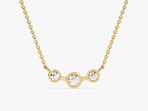 Trio Bezel Set Diamond Necklace in 14k Solid Gold