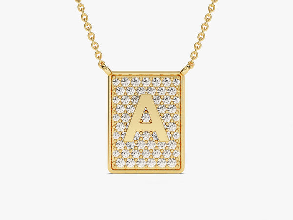 Pave Diamond Letter Necklace in 14k Solid Gold