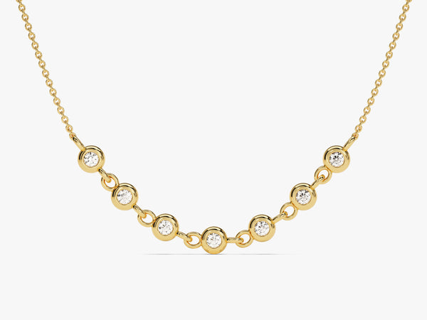 Linked Bezel Diamond Necklace in 14k Solid Gold