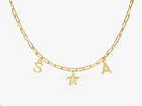 Initial Paperclip Chain Necklace in 14k Solid Gold