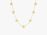 Diamond Flower Station Necklace in 14k Solid Gold