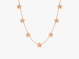 Diamond Flower Station Necklace in 14k Solid Gold