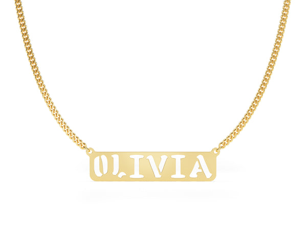 Nameplate Necklace in 14k Solid Gold