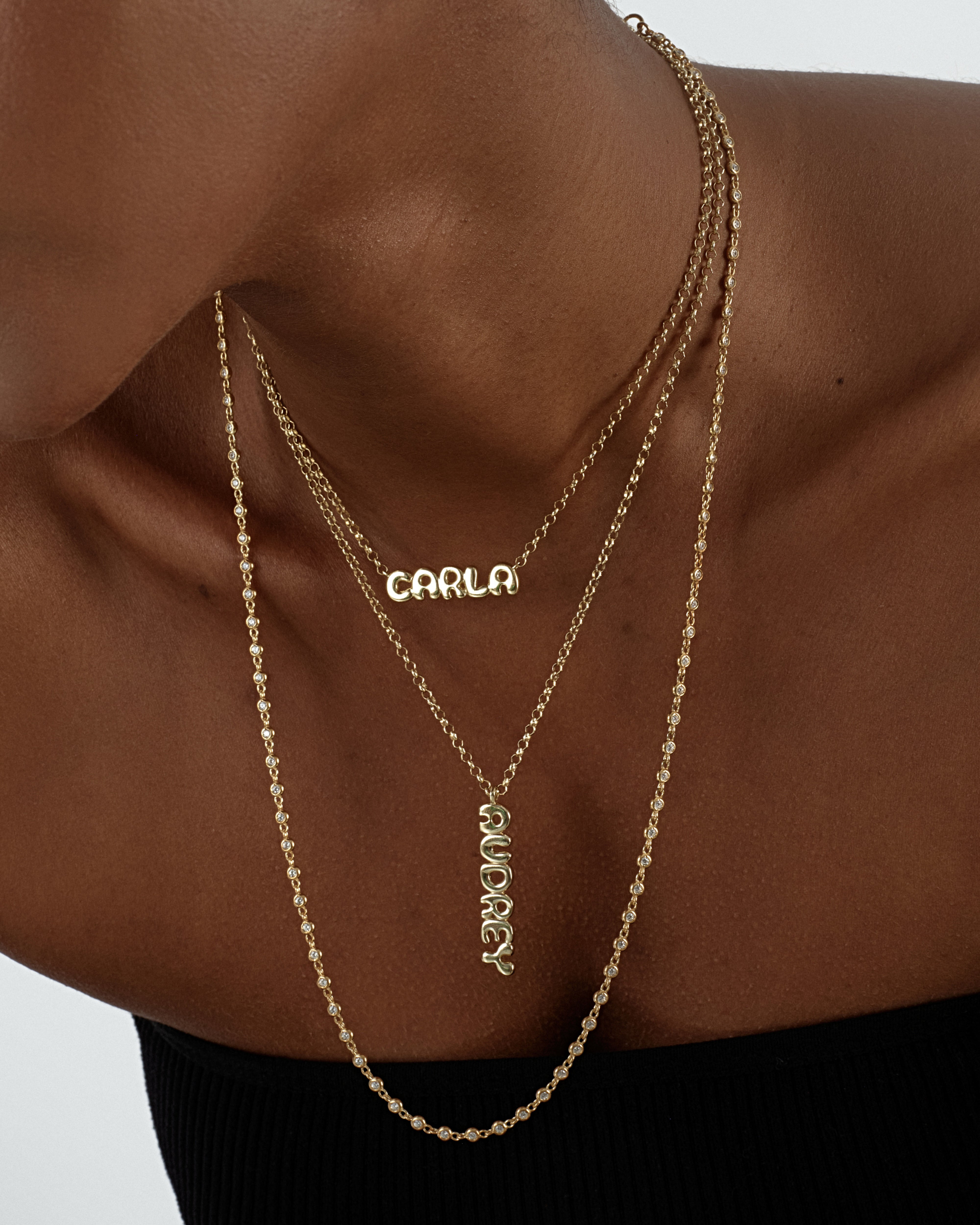 Vertical Bubble Name Necklace