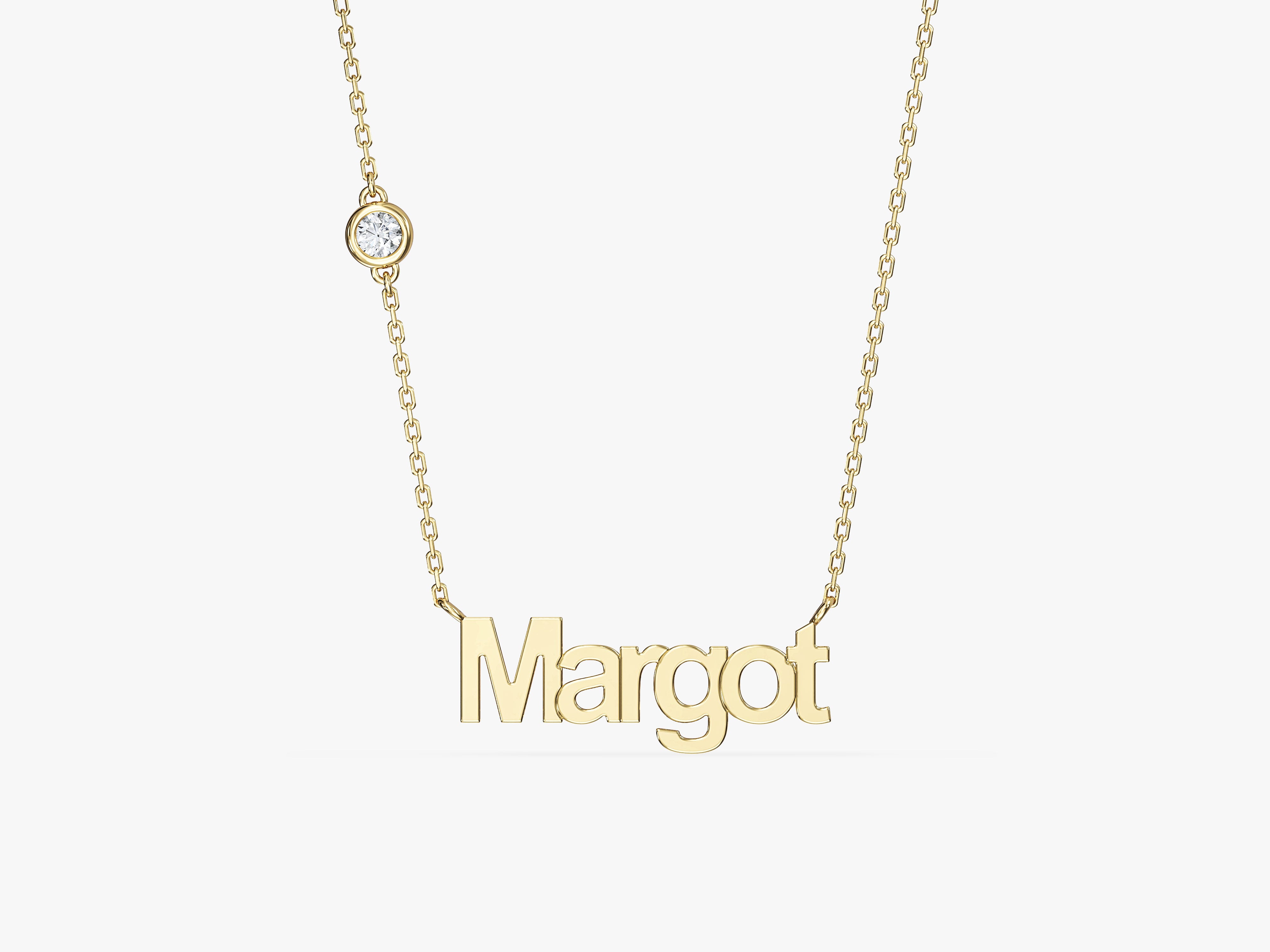 Gold name necklace "Margot" with diamond accent