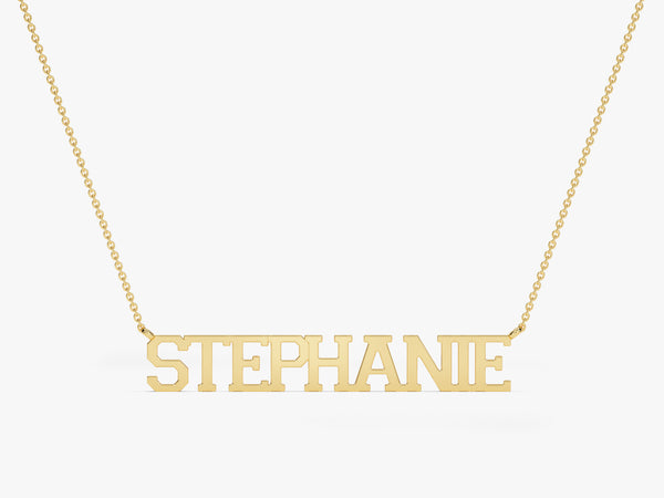 Plain Block Name Necklace in 14k Solid Gold