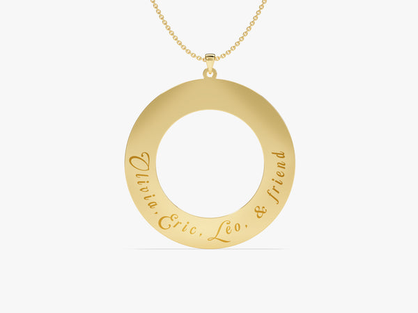 Circle Name Necklace in 14k Solid Gold