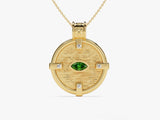 14k Solid Gold Birthstone Disc Necklace