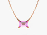 Emerald Cut Solitaire Birthstone Necklace