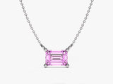 Emerald Cut Solitaire Birthstone Necklace