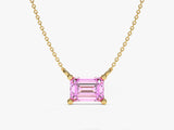 Emerald Cut Solitaire Birthstone Necklace