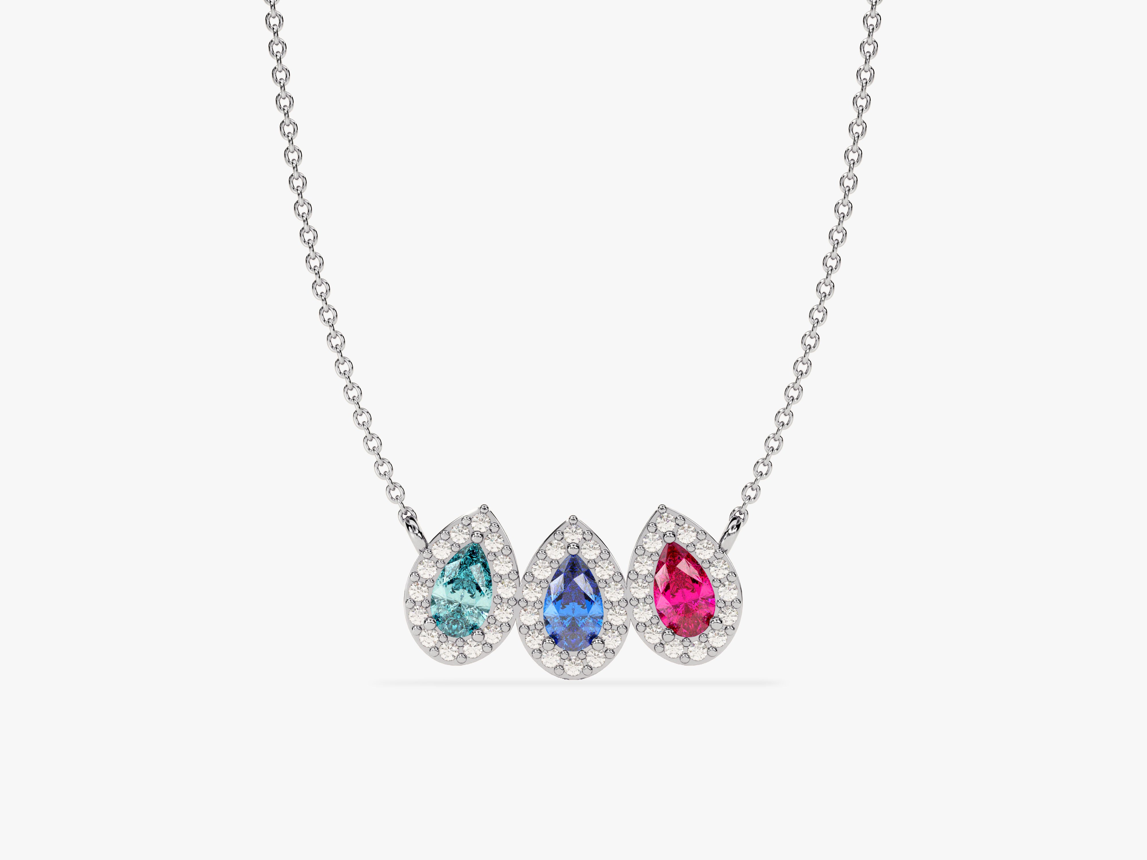 Diamond halo teardrop gemstone necklace for jewelry lovers
