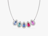 Halo Family Birthstone Necklace