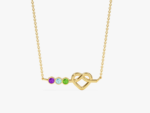 Infinity Heart Birthstone Necklace in 14K Solid Gold