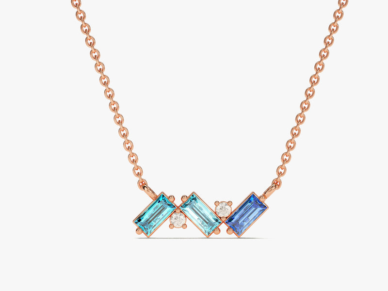 Baguette Family Birthstone Necklace