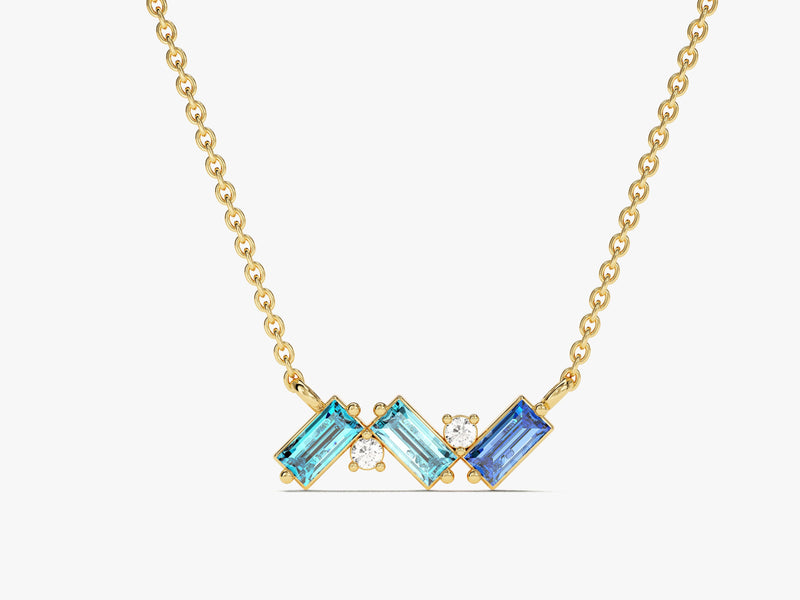 Baguette Family Birthstone Necklace