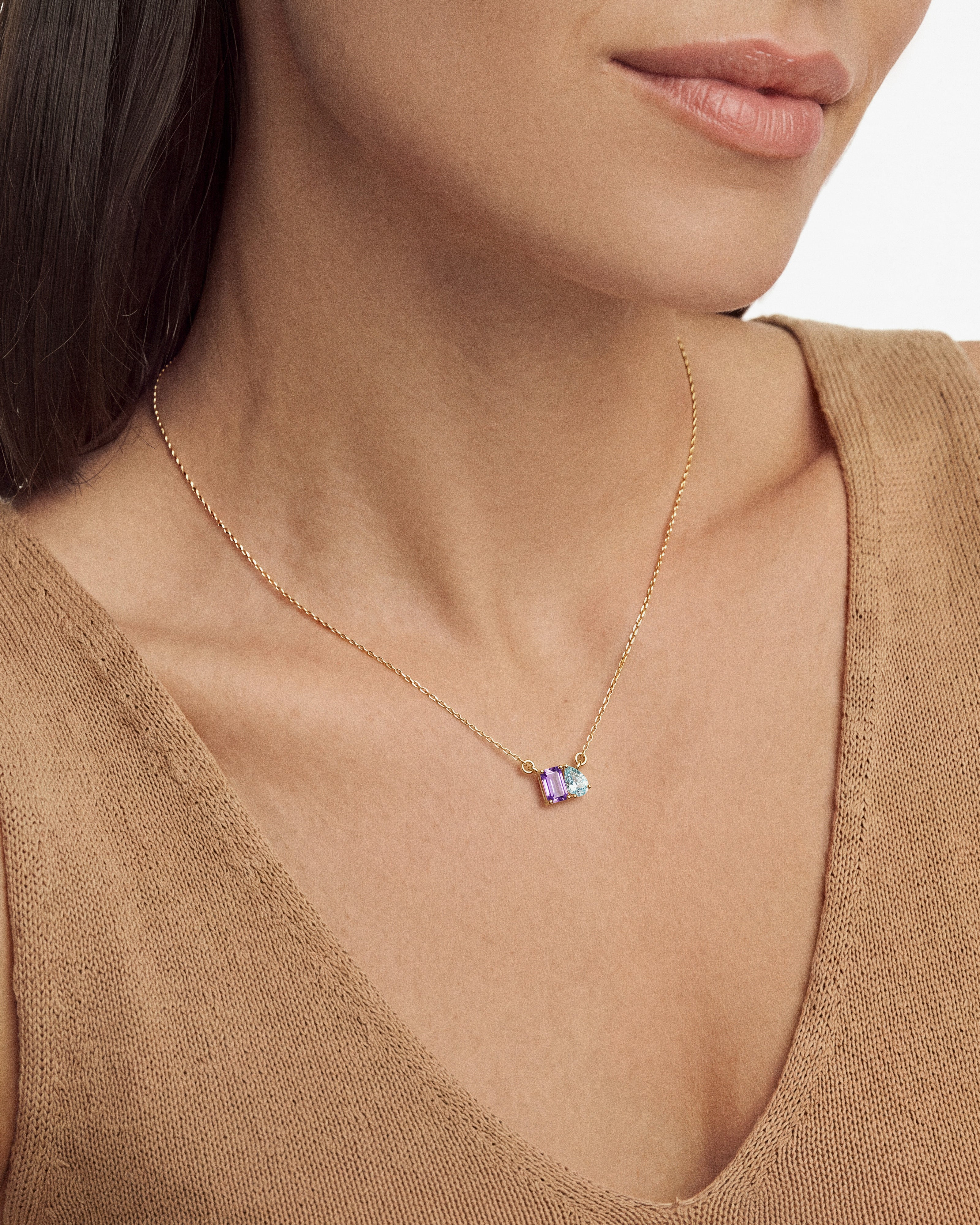 Emerald & Pear Birthstone Necklace