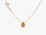 Pear Citrine Name Necklace in 14K Solid Gold