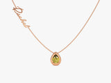 Pear Peridot Name Necklace in 14K Solid Gold