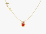 Pear Ruby Name Necklace in 14K Solid Gold