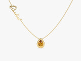 Pear Citrine Name Necklace in 14K Solid Gold