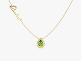 Pear Emerald Name Necklace in 14K Solid Gold