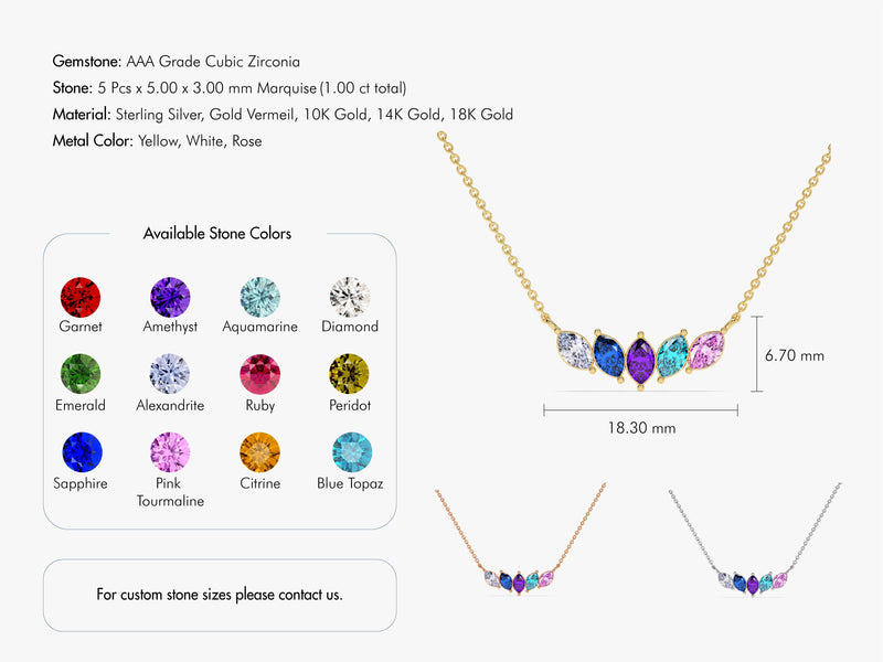 Marquise Crown Birthstone Necklace