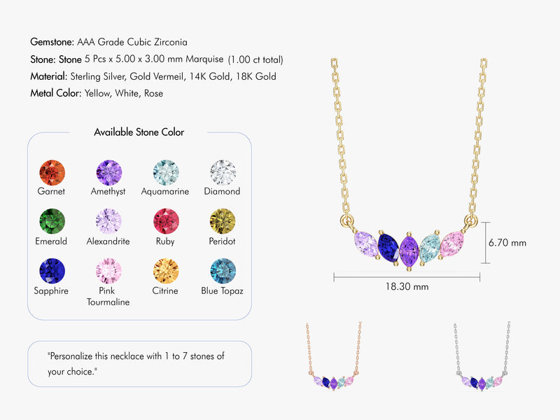 Marquise Crown Birthstone Necklace