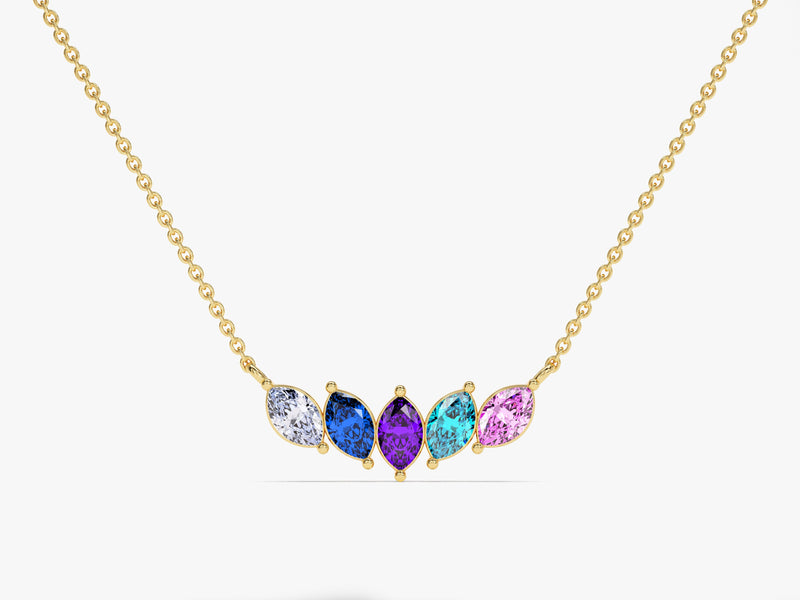 Marquise Crown Birthstone Necklace