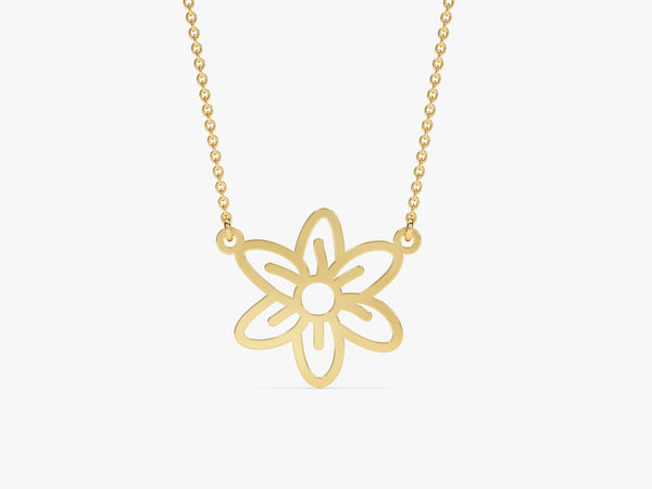 Plain Birthflower Necklace in 14k Solid Gold