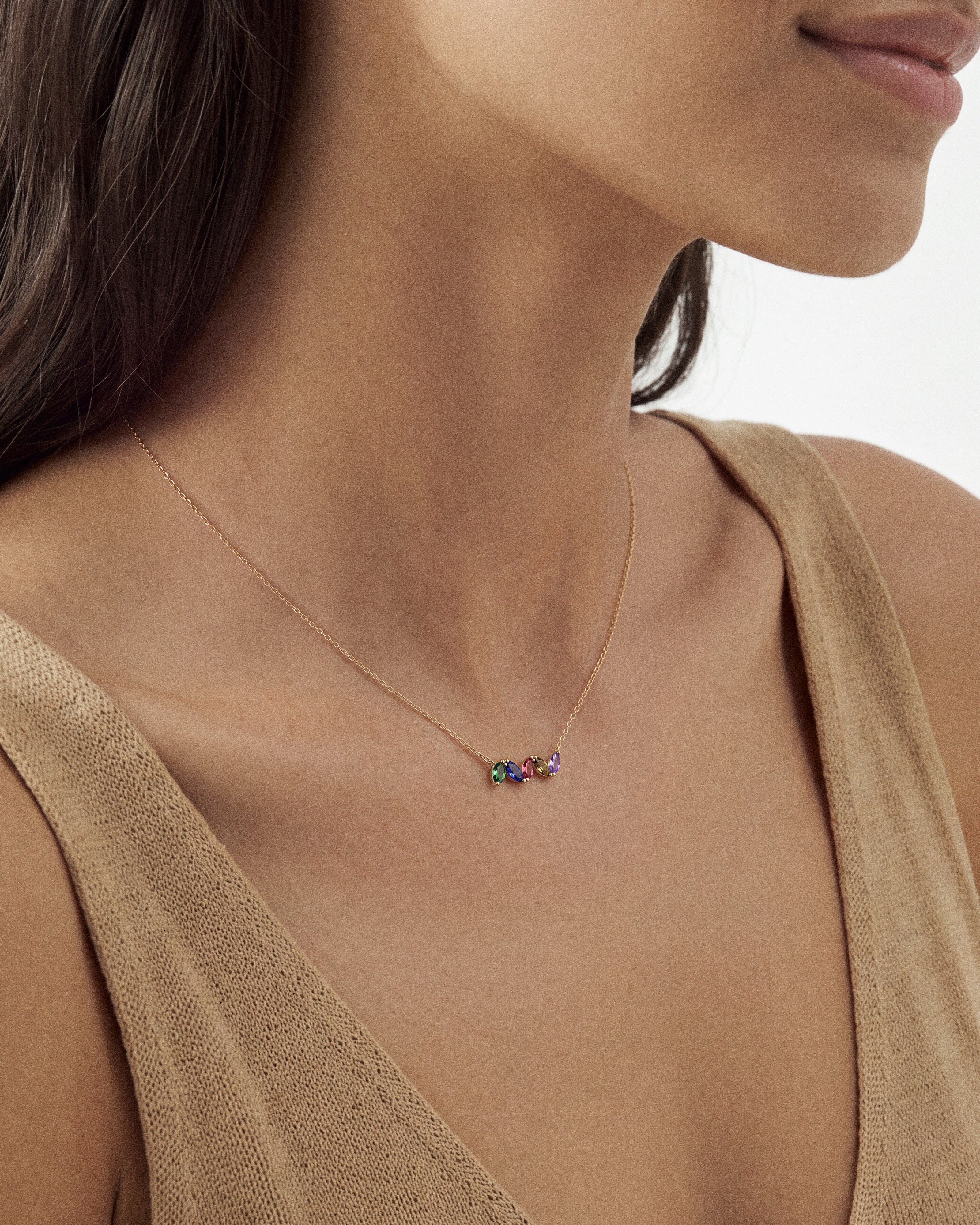 Oval Birthstone Family Necklace
