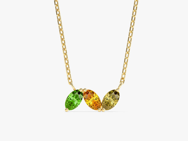 Oval Birthstone Family Necklace