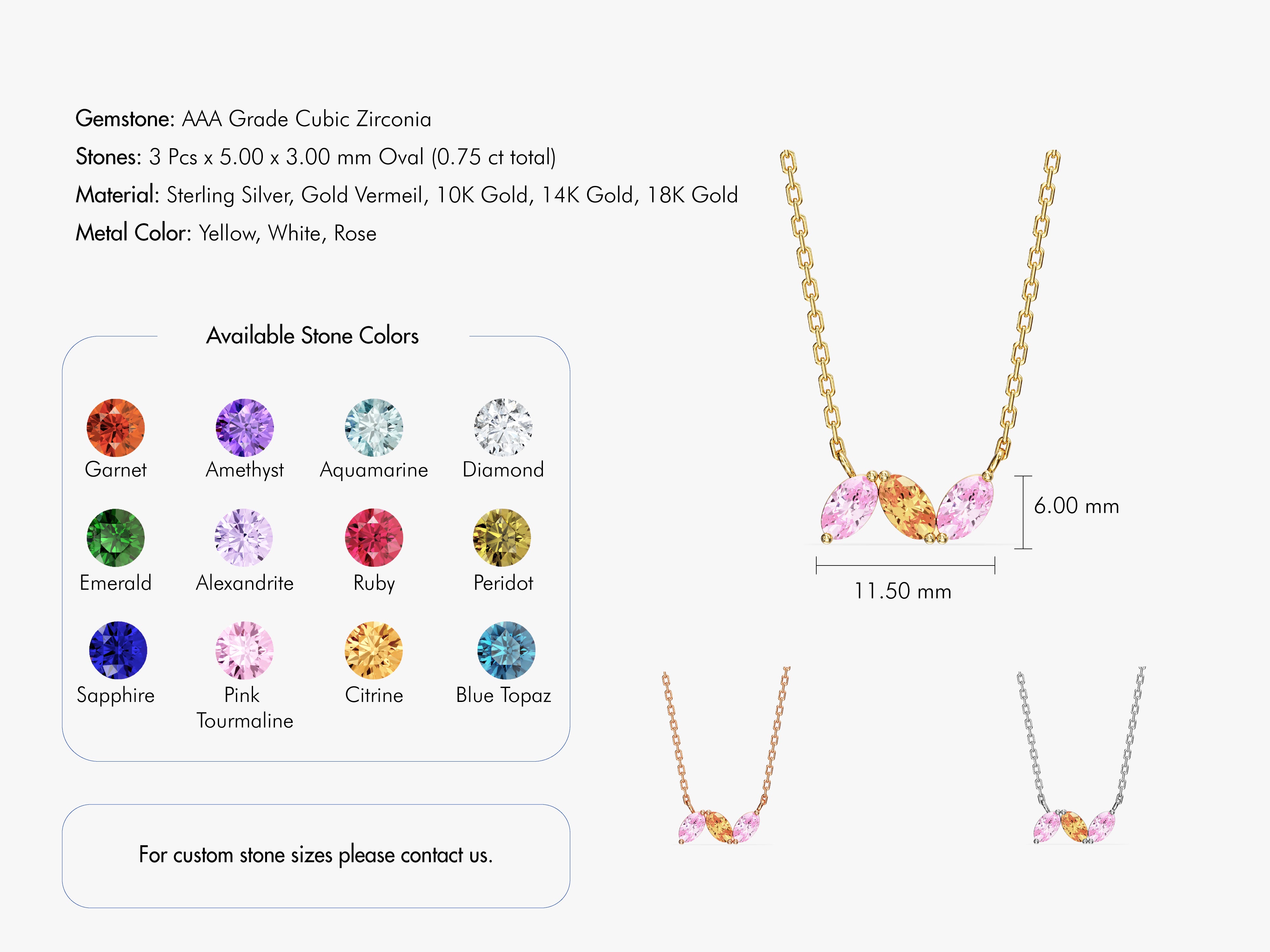 Jewelry necklace with marquise cut AAA cubic zirconia stones