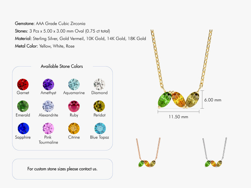 Oval Birthstone Family Necklace