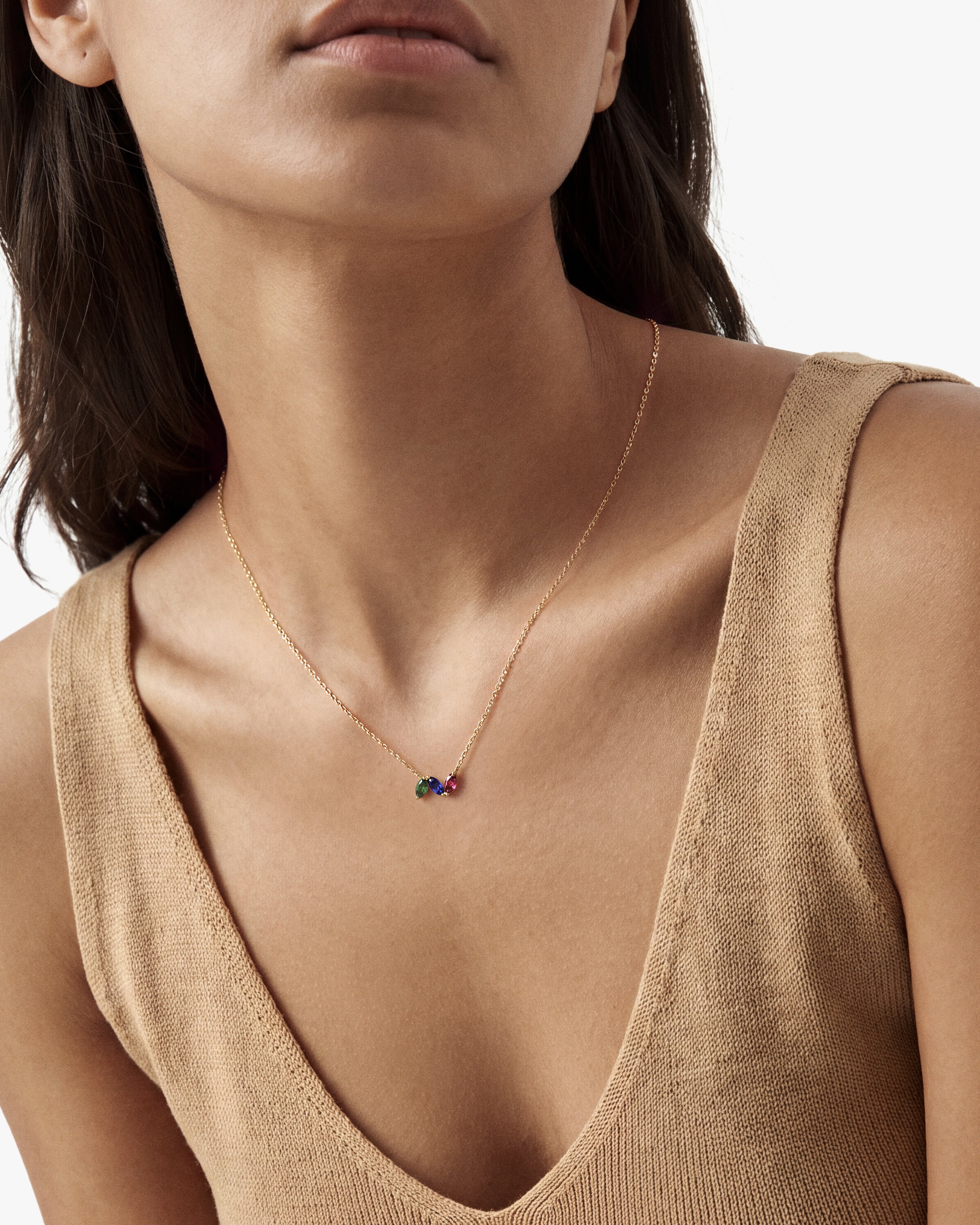 Oval Birthstone Family Necklace