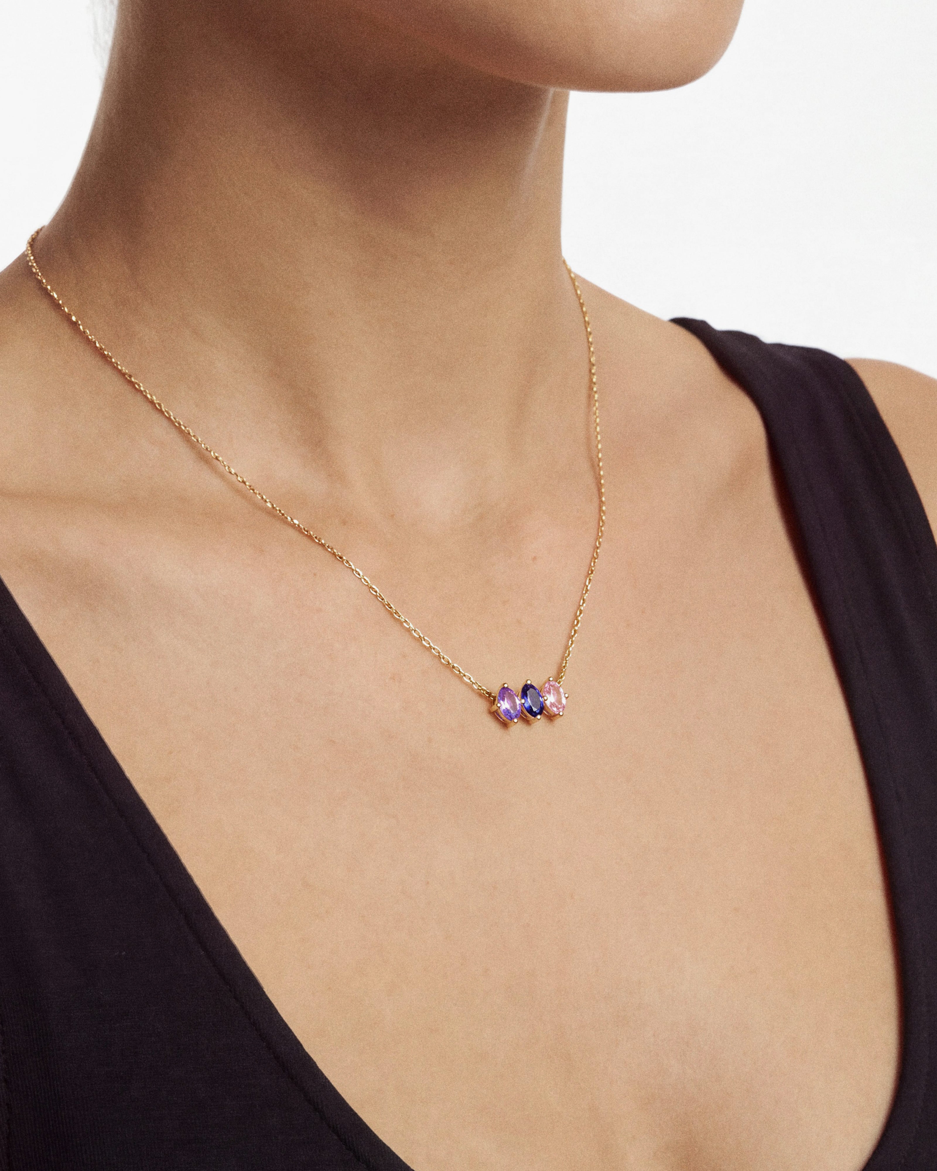 Oval Birthstone Necklace