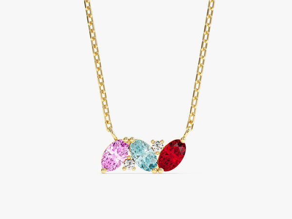 Oval Multi Birthstone Necklace
