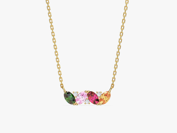 Oval Multi Birthstone Necklace