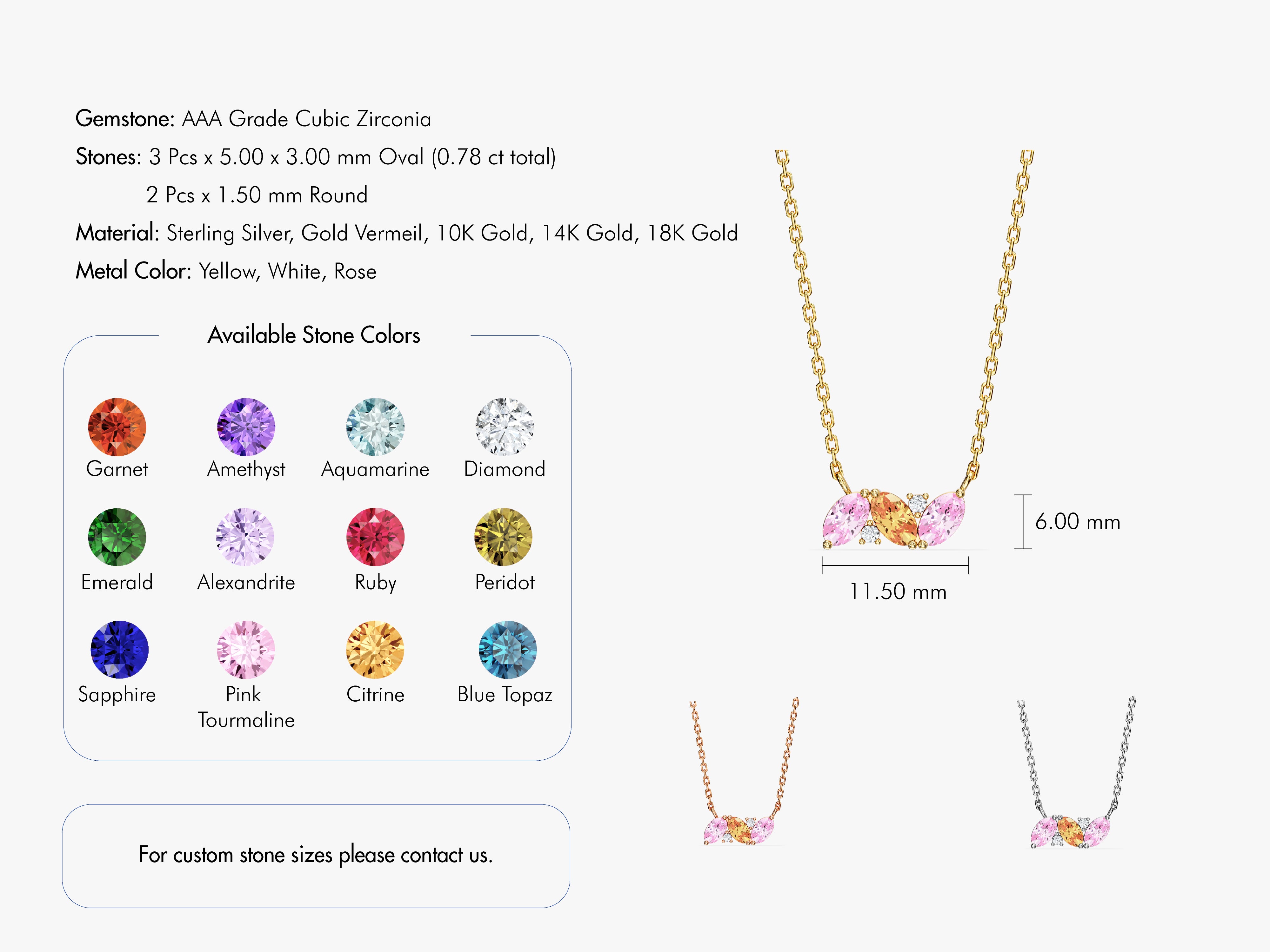 Marquise gemstone necklace with AAA grade cubic zirconia stones