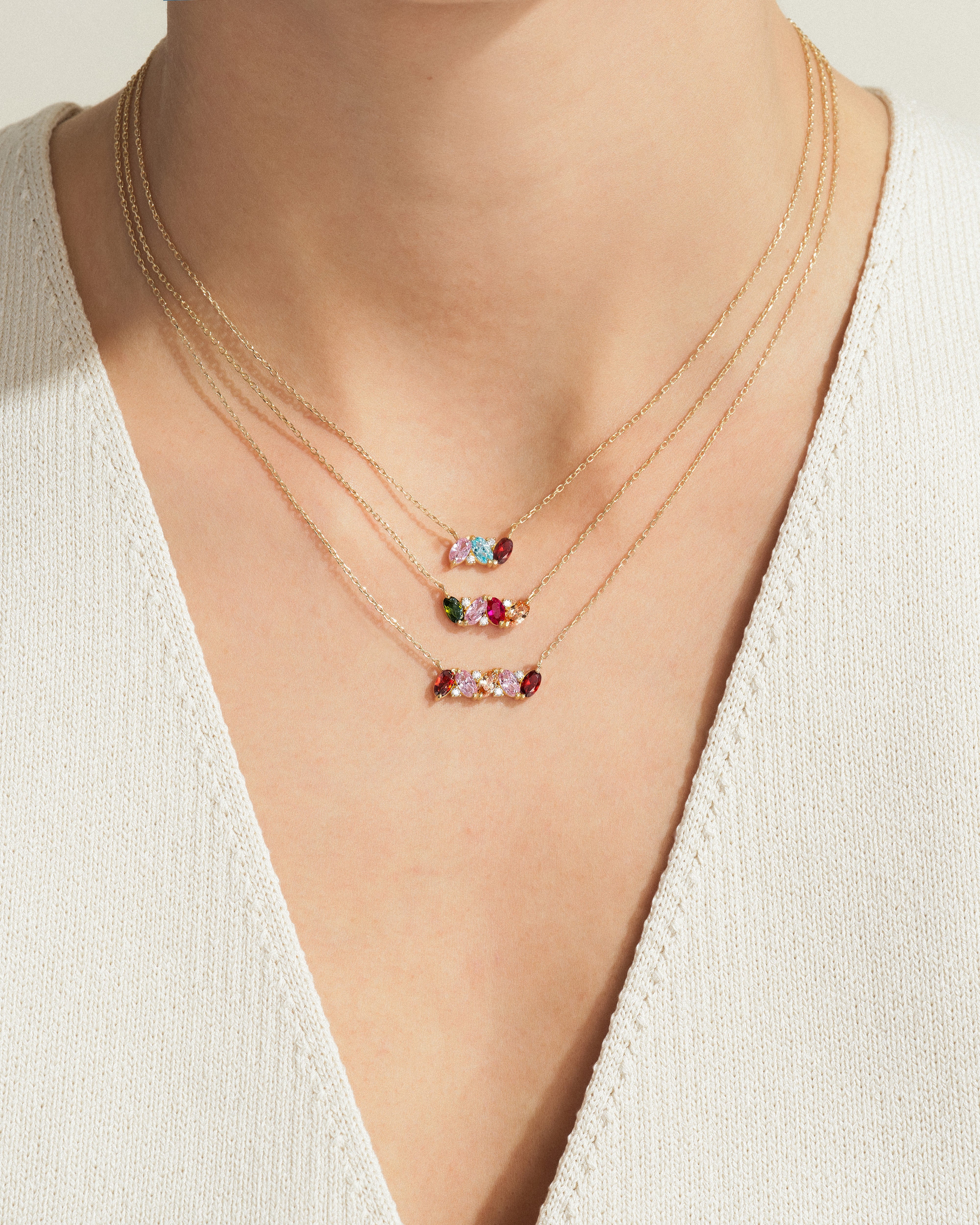 Oval Multi Birthstone Necklace