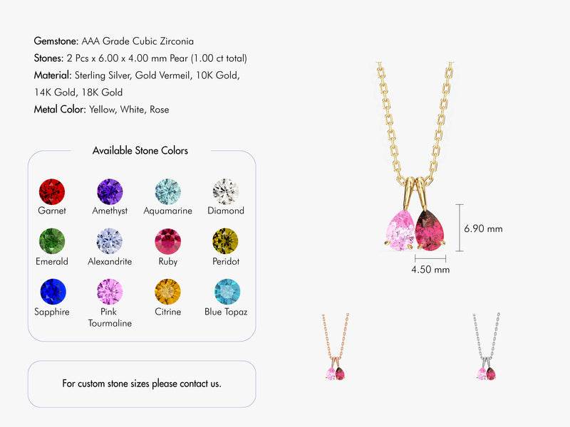 Pear Family Birthstone Necklace