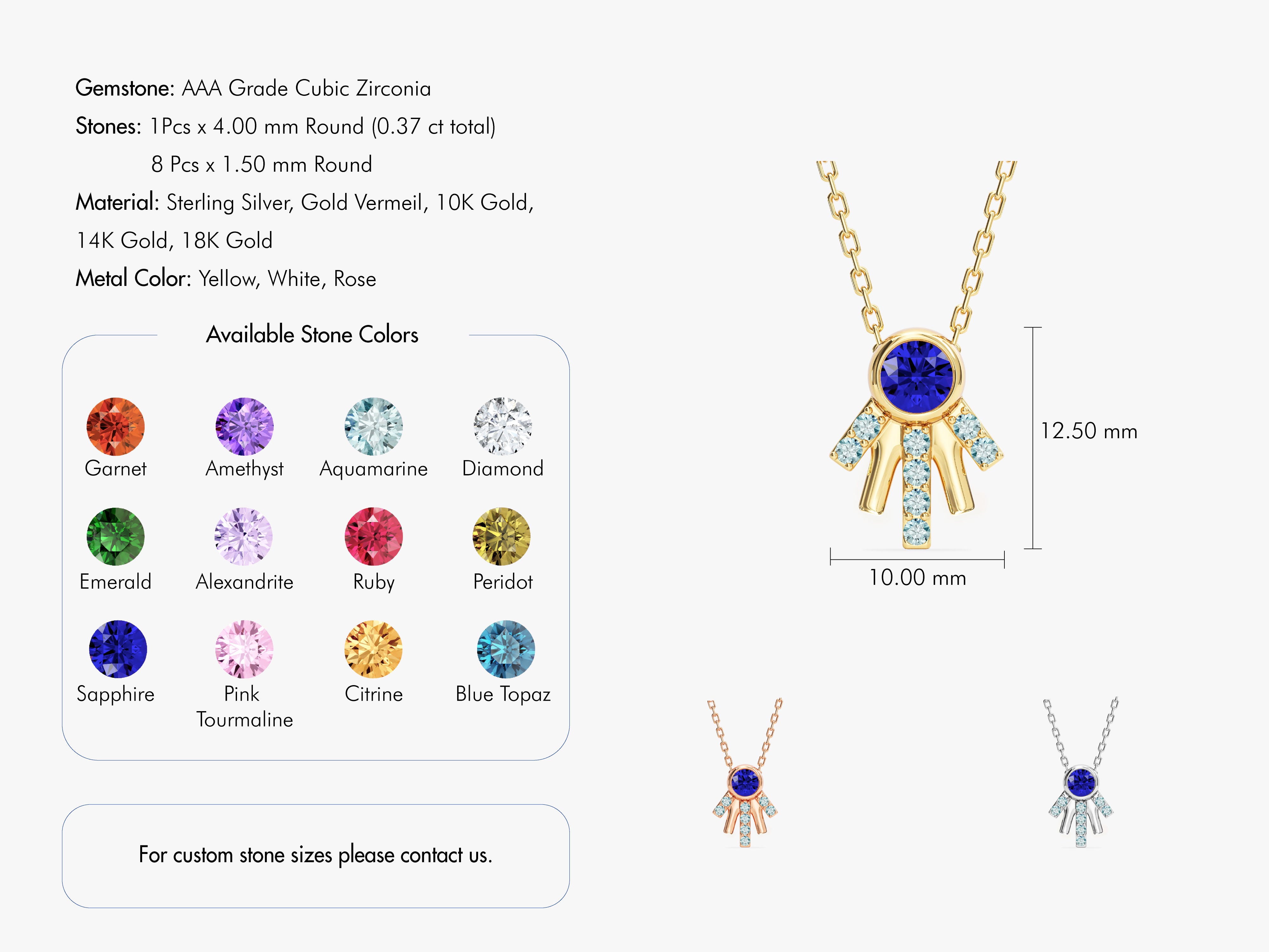 Gold vermeil necklace with blue sapphire and diamond accents