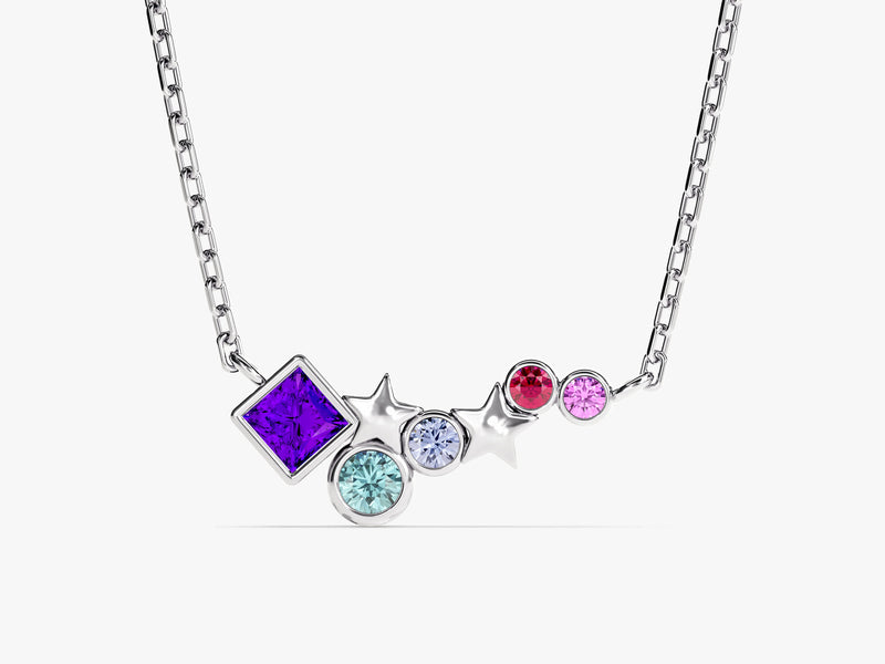 Star Birthstone Cluster Necklace