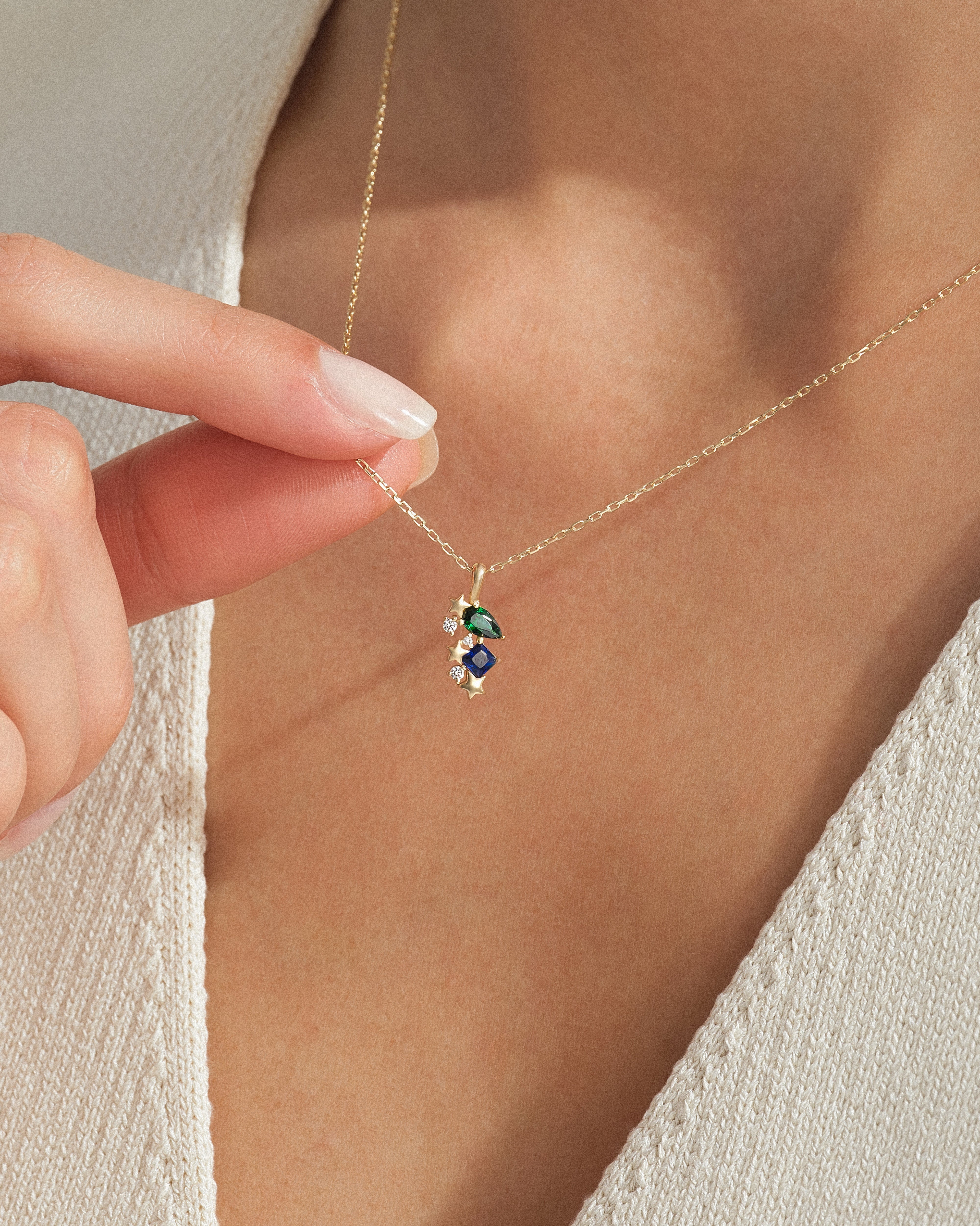 Princess Pear Pear and Princess Birthstone Necklace – Eternate