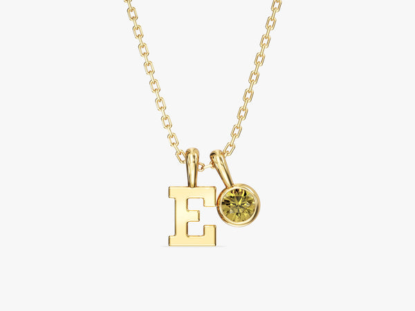 Initial Birthstone Charm Necklace