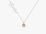 Pear Citrine Name Necklace in 14K Solid Gold