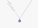 Pear Amethyst Name Necklace in 14K Solid Gold