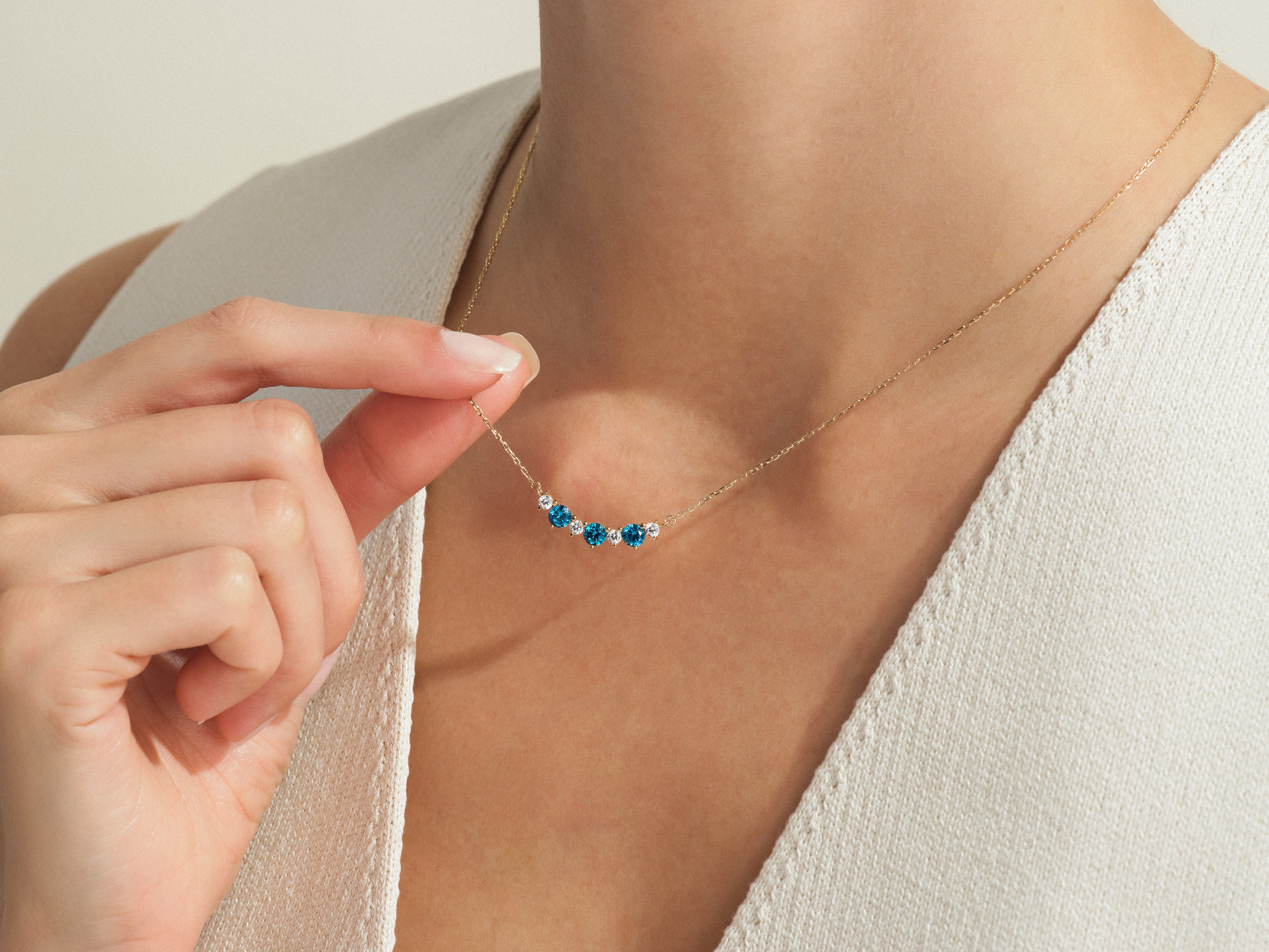 Citrine Trio Prong Necklace in 14k Solid Gold