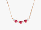 Ruby Trio Prong Necklace in 14k Solid Gold